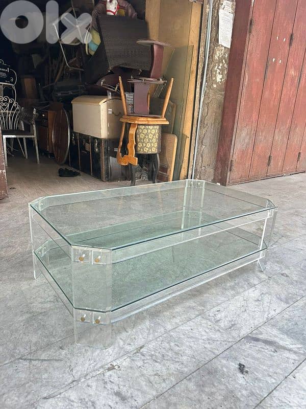 plexi glass coffe table 1970's 120cm italy original 4