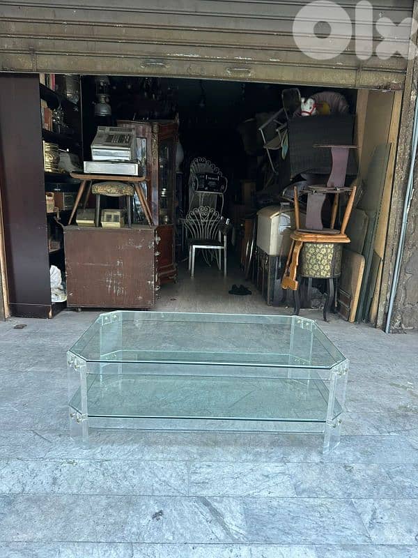 plexi glass coffe table 1970's 120cm italy original 5