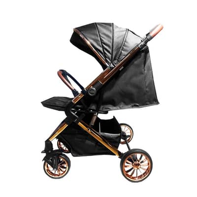 Adjustable Baby Stroller With Rose Gold Frame-عربة أطفال قابلة للتعديل