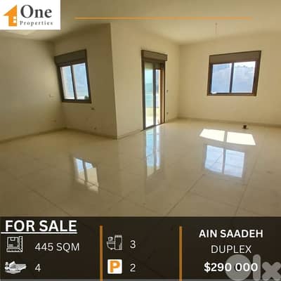 DUPLEX APARTMENT FOR SALE IN AIN SAADEH