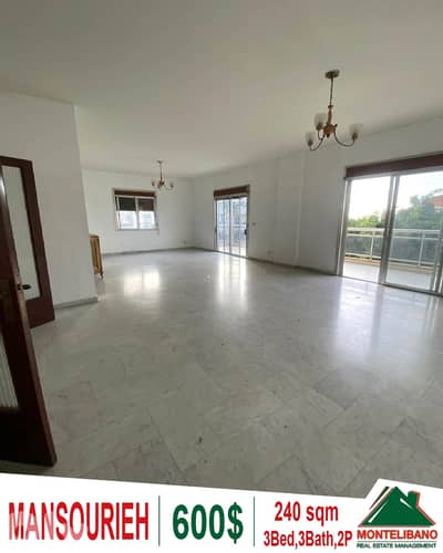 240 sqm Apartment For Rent in Mansourieh منصورية