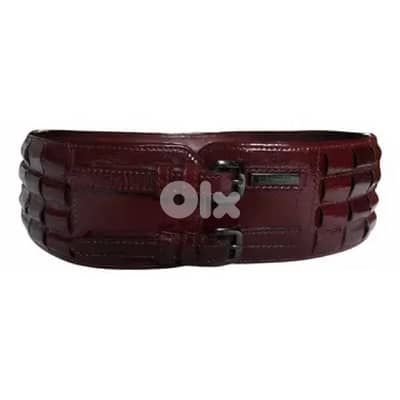 burgundy patent belt