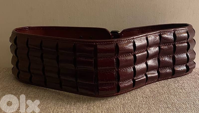 burgundy patent belt 5