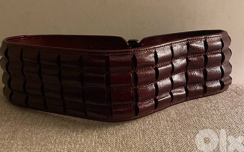 burgundy patent belt 6