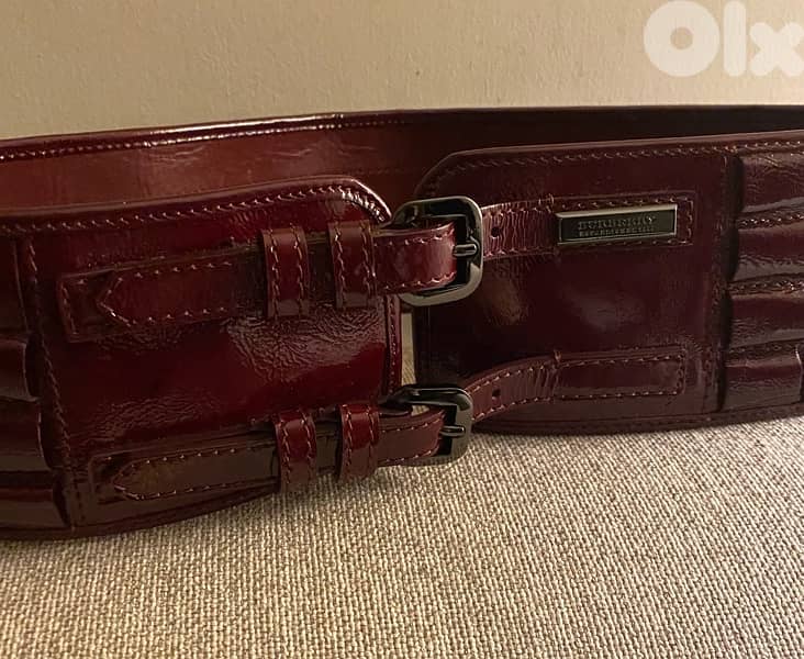 burgundy patent belt 7