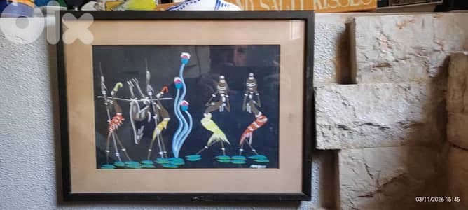 Couple of Mid Century Modern AFRICAN GOUACHE PAINTING