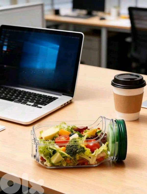 New Reusable Plastic Salade Container With Dressing Cup On Top 4