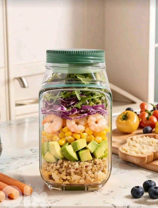 New Reusable Plastic Salade Container With Dressing Cup On Top 5