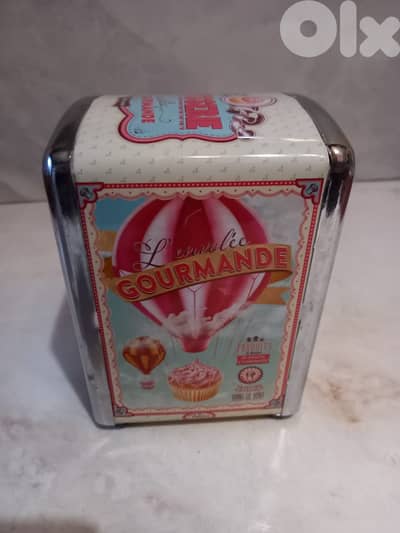 collectible  tin French metal tissus storage