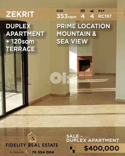 Apartment duplex for sale in Zekrit RC197 شقة دوبلكس للبيع في زكريت
