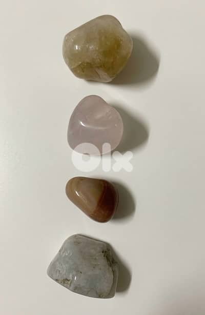 4 Natural Gemstone Bundle:Moonstone,Carnelian, Rose Quartz & Citrine