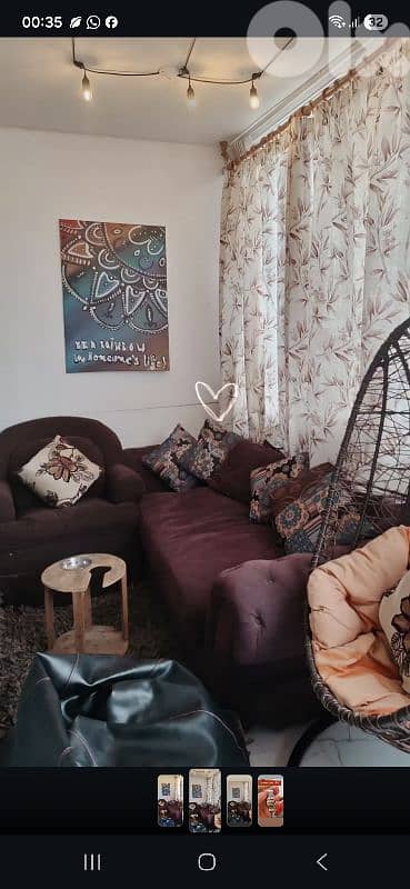 big couch and one seater and swing 1