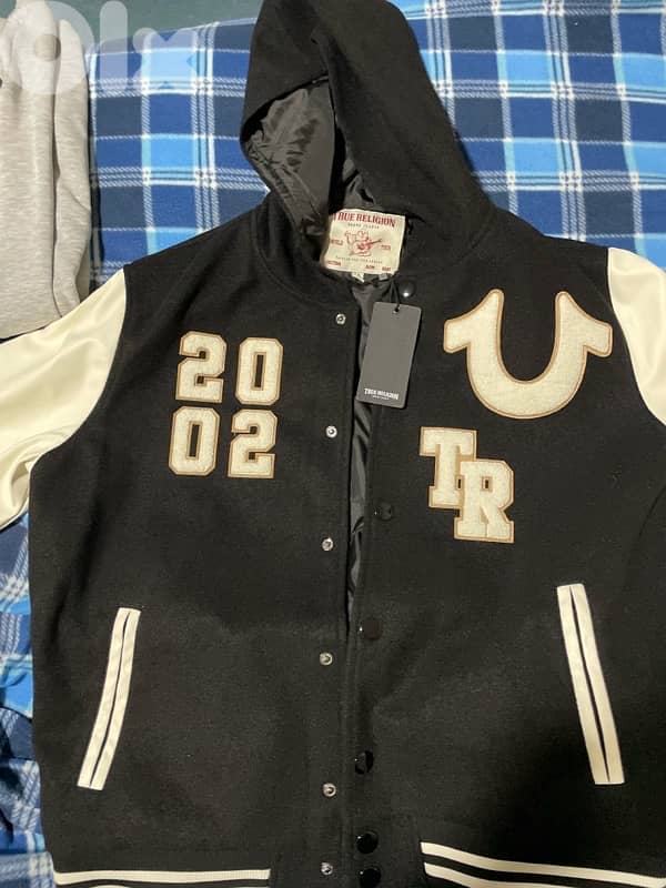 Brand new True Religion button-up coat, black, size L, with tags 2