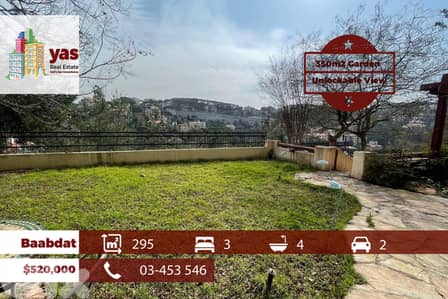 Baabdat 295m2 | 250m2 Garden | Prime location | Astonishing View | TCH