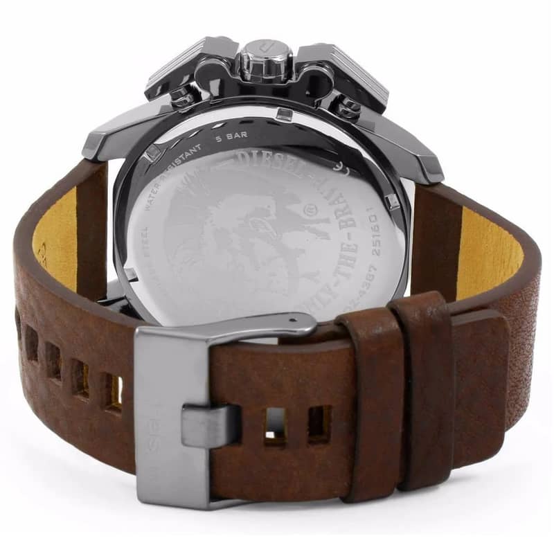 Original Diesel Watch For Men with grey dial leather  brown 1