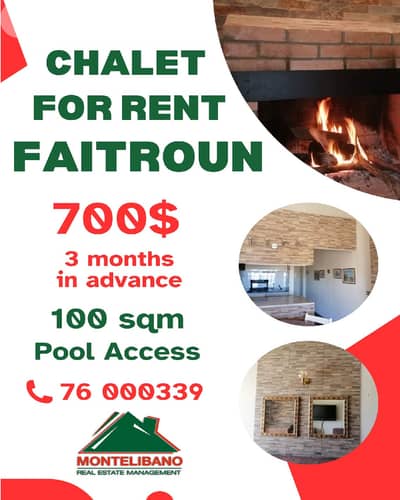100 sqm Chalet For Rent in Faitroun فيطرون with Pool Access