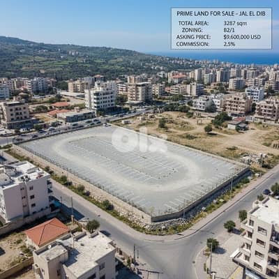 Prime 3,287 sqm Land for Sale in Jal El Dib – B2/1 Zoning