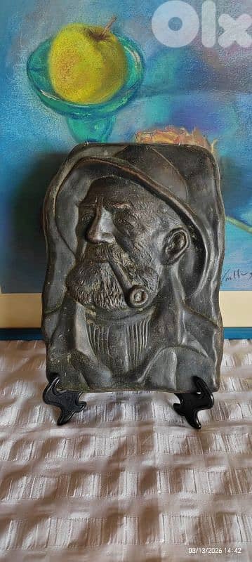 Vintage Ship Captain Wall Hanging, Old Man Pipe  Hat ,made in Denmark,