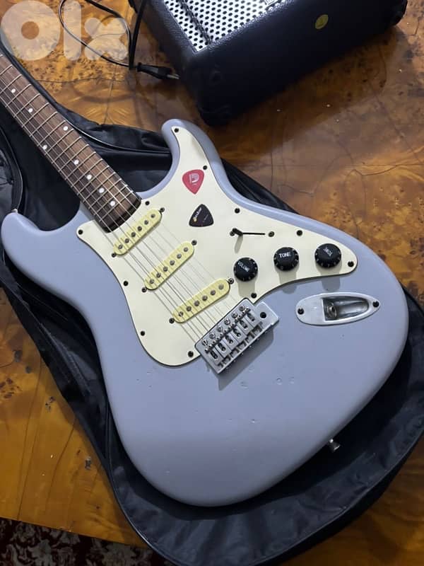 Light blue electric guitar with amp,cable,strap,and picks full bundle 2