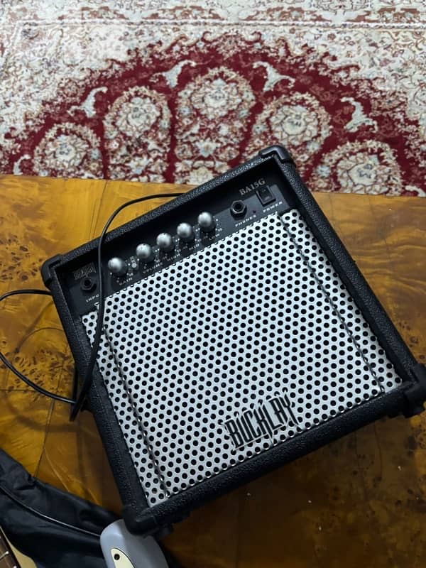 Light blue electric guitar with amp,cable,strap,and picks full bundle 3