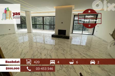 Baabdat 420m2 | 100m2 Garden | Rooftop duplex | View | TCH