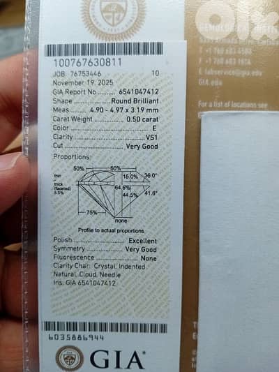 certified diamond 0.50 ct. 5 pieces.  E  color Vs1 clarity