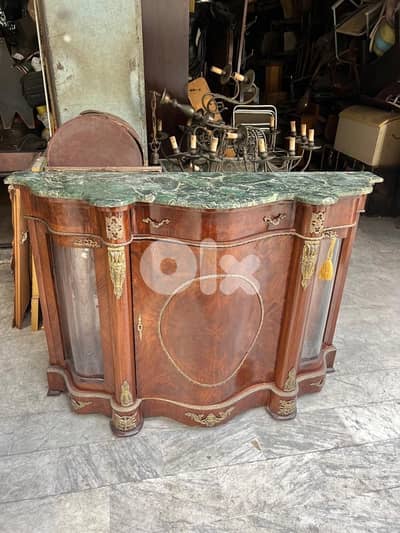 bahu consol antique باهو كونسول خشب جوز ولا اروع حجم كبير وجه رخام