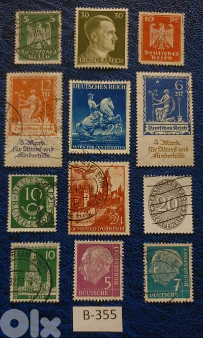 Germany Reich Nazi 12 stamps Lot # B-355