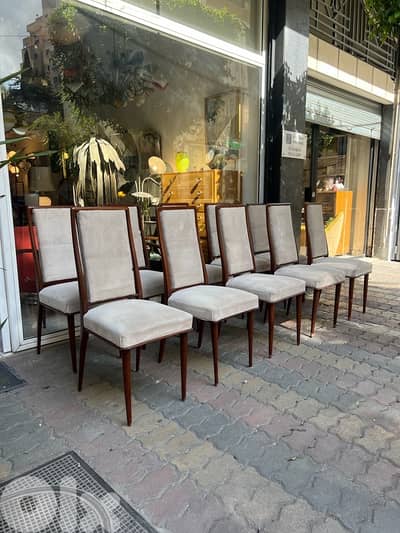 Mid-century 10 dining room chairs كراسي سفرة عدد ١٠ انتيك روعة