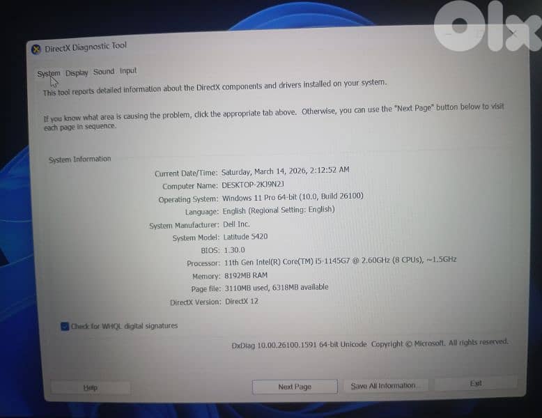 Dell 5420 Core i5 11th generation 4