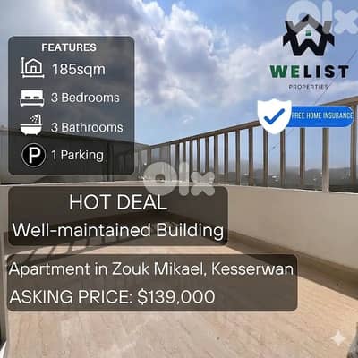 Apartment for sale in Zouk Mikael شقة للبيع في  زوق مكايل