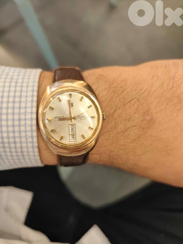 vintage 1960 swiss automatic watch atlantic with calendar 1