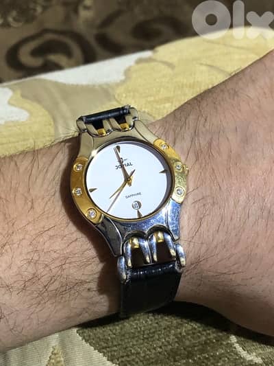 JOVIAL SWSS MADE SWITZERLAND SAPPHER CRYSTAL WITH 6 PICE DIAMOND 35MM