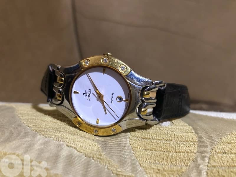 JOVIAL SWSS MADE SWITZERLAND SAPPHER CRYSTAL WITH 6 PICE DIAMOND 35MM 1