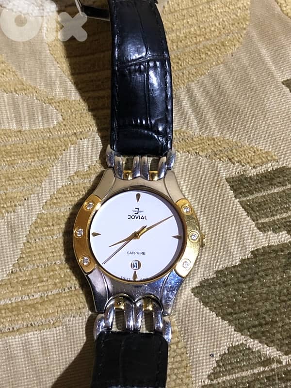 JOVIAL SWSS MADE SWITZERLAND SAPPHER CRYSTAL WITH 6 PICE DIAMOND 35MM 6