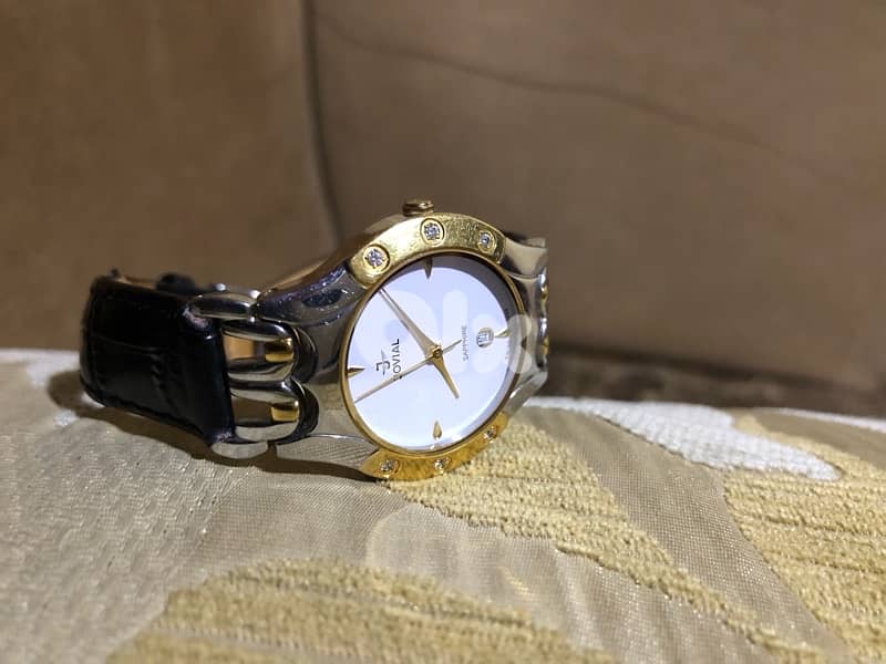 JOVIAL SWSS MADE SWITZERLAND SAPPHER CRYSTAL WITH 6 PICE DIAMOND 35MM 7