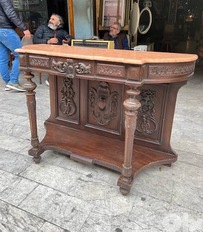 frensh consol antique كونسول فرنسي ناعم وجه رخام غرانيت شغل حفر ناعم