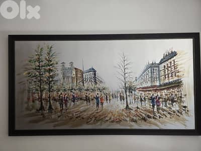 Elegant Parisian Street Painting for Sale