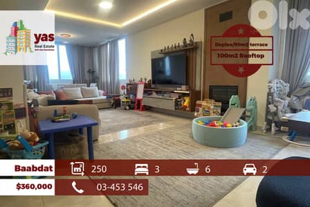 Baabdat 250m2 | 90m2 Terrace | Duplex | High End Flat | TCH