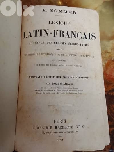 lexique latin-francais,Paris 1889,librairie hachette