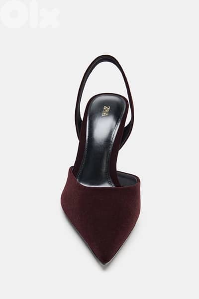 zara burgundy velvet heels