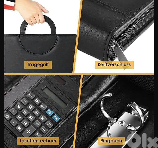 TLGREEN Case, Conference Folder, Leather + Zip, Waterproof. 4$ delivery 1