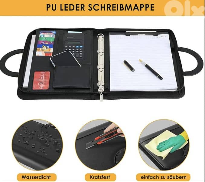 TLGREEN Case, Conference Folder, Leather + Zip, Waterproof. 4$ delivery 2