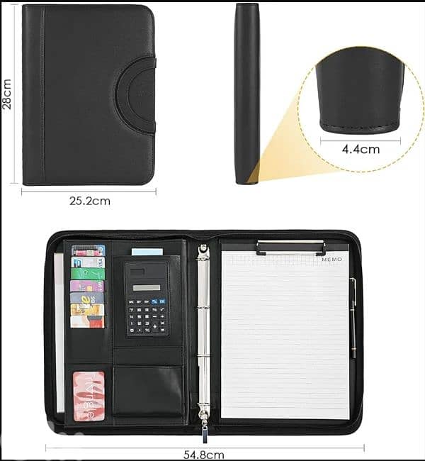 TLGREEN Case, Conference Folder, Leather + Zip, Waterproof. 4$ delivery 3