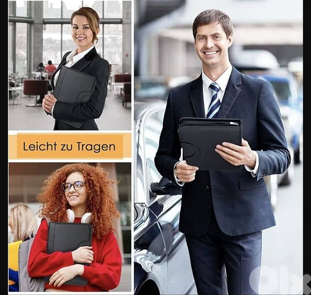 TLGREEN Case, Conference Folder, Leather + Zip, Waterproof. 4$ delivery 4