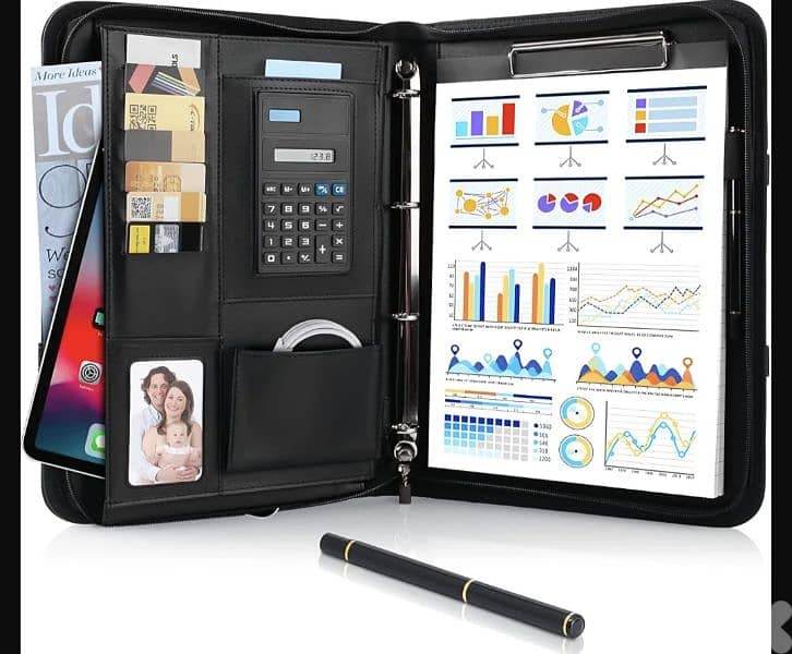 TLGREEN Case, Conference Folder, Leather + Zip, Waterproof. 4$ delivery 5