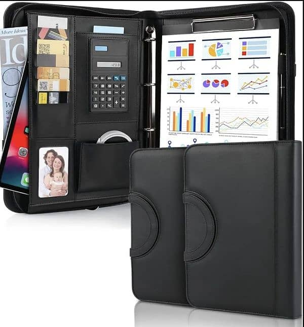 TLGREEN Case, Conference Folder, Leather + Zip, Waterproof. 4$ delivery 7