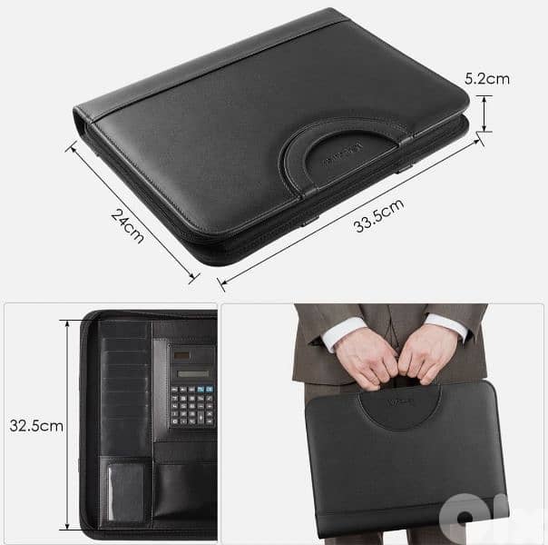 TLGREEN Case, Conference Folder, Leather + Zip, Waterproof. 4$ delivery 10