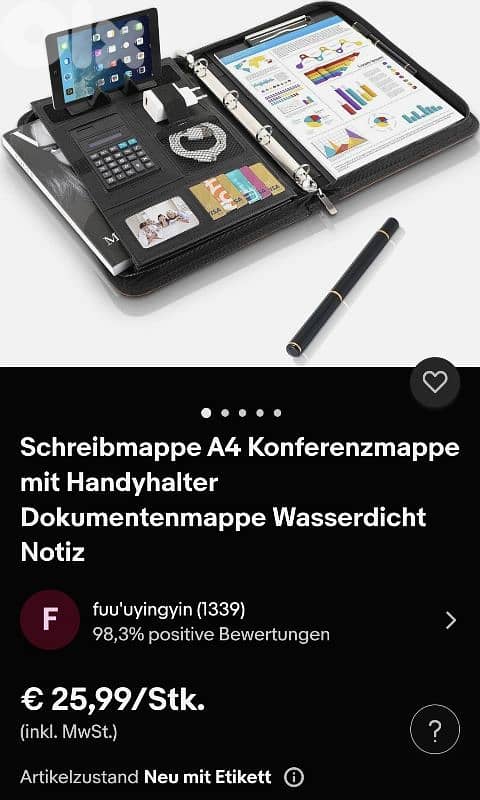 TLGREEN Case, Conference Folder, Leather + Zip, Waterproof. 4$ delivery 11