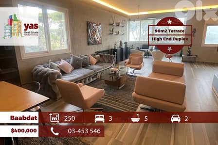 Baabdat 250m2 | 90m2 Terrace | Duplex | High End | Mountain View | TCH